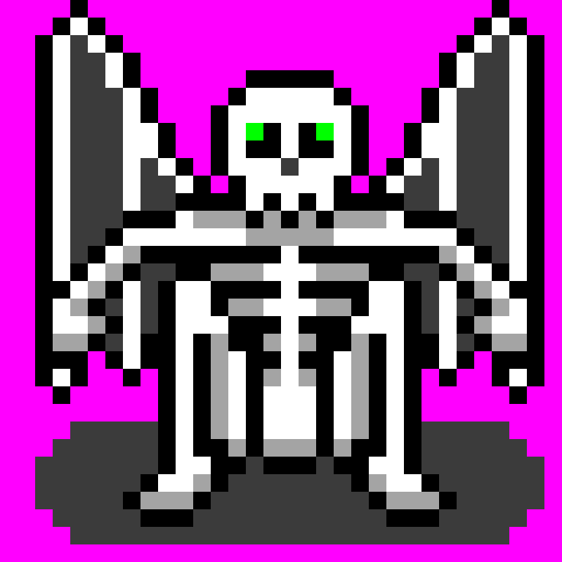 calavera con alas pixel art