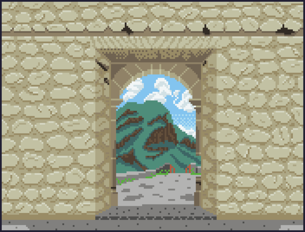 paisaje Mision Bucareli en pixel art