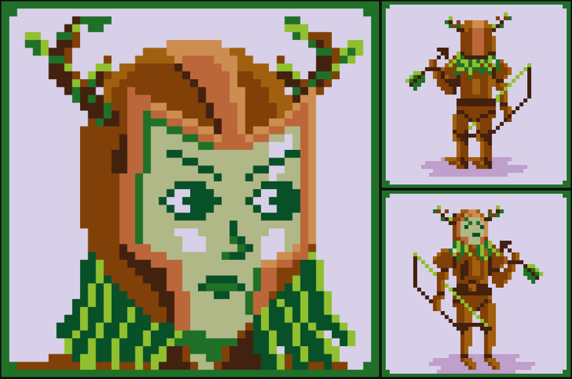 pd tactics dríada con arco y armadura