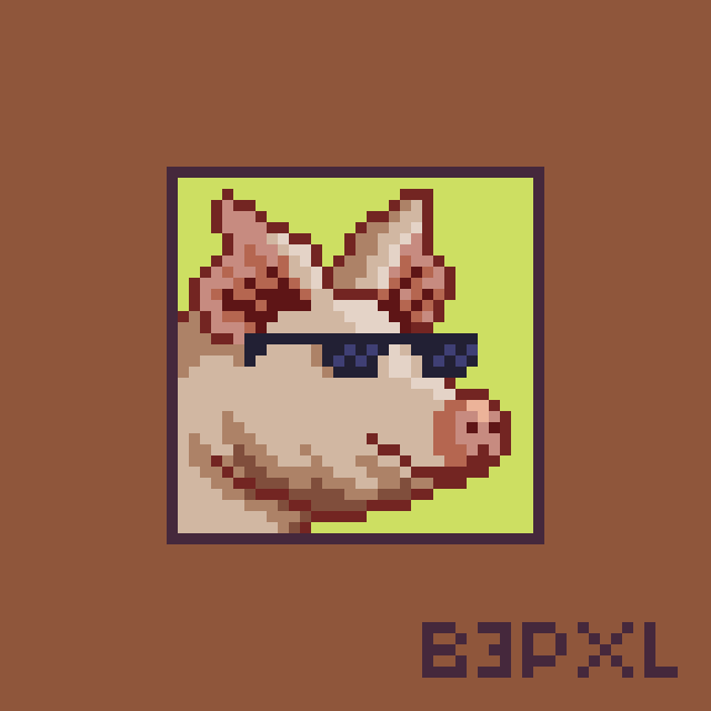 pixel art de un puerco con lentes de sol